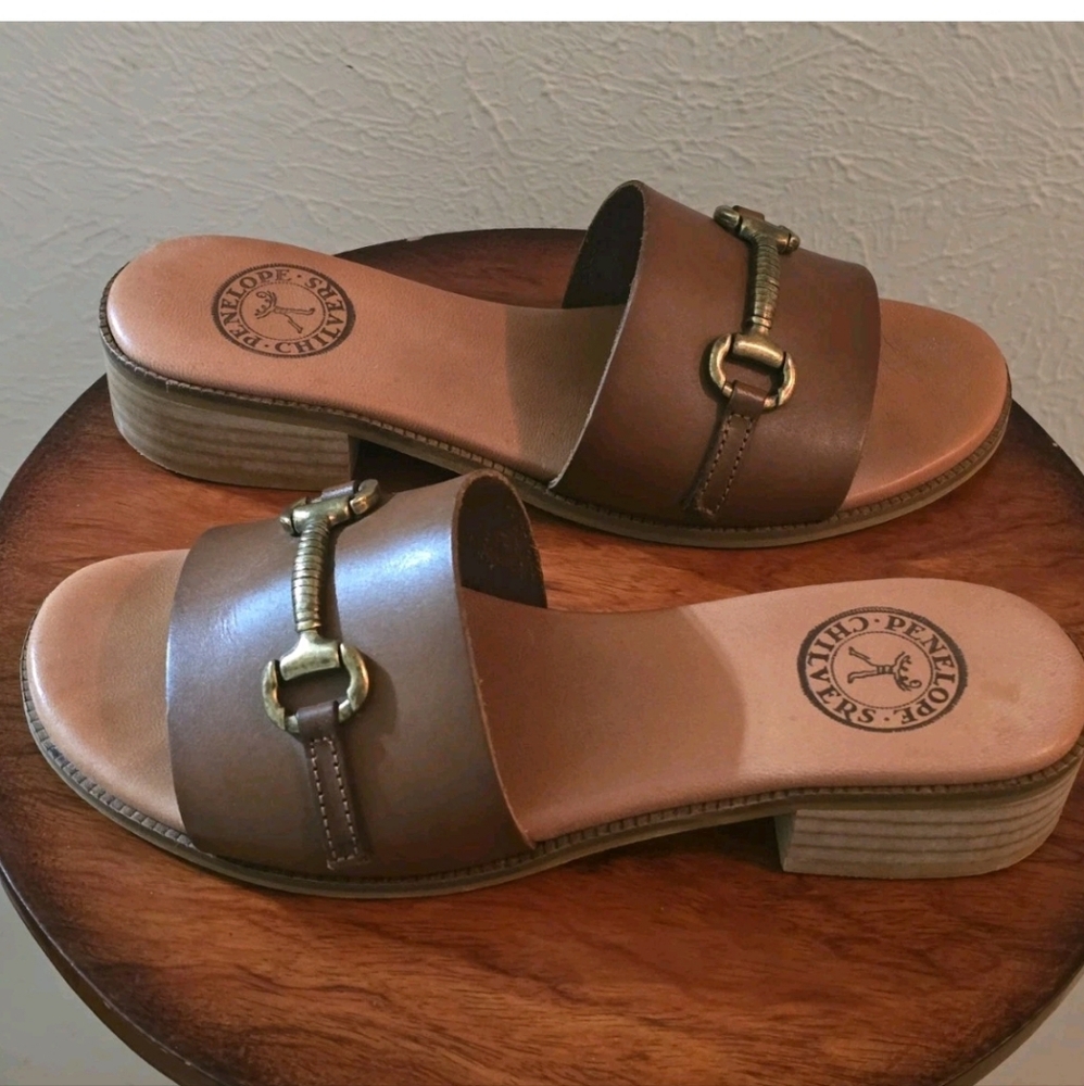 Penelope Chilvers Salamanca Leather Horsebit Slides Brown EU 38 US 7.5 - Picture 7 of 11